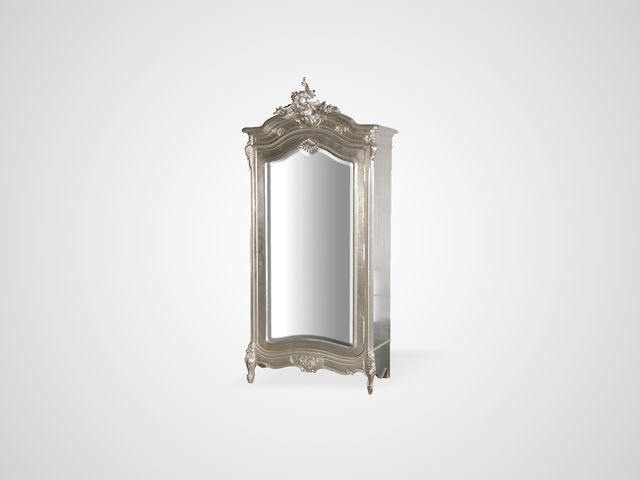 Шкаф платяной серебристого цвета в английском стиле с зеркалом