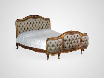 Кровать в английском стиле из дерева махагони, в шелковой обивке
