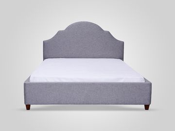 Кровать в сером цвете в классическом стиле с мягким изголовьем