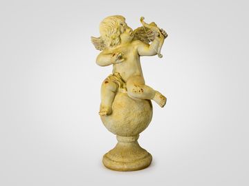 Ангел с луком статуэтка напольная, в желтом цвете со старением
