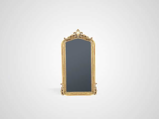 Зеркало в состаренной золотой раме из дерева в стиле арт-деко