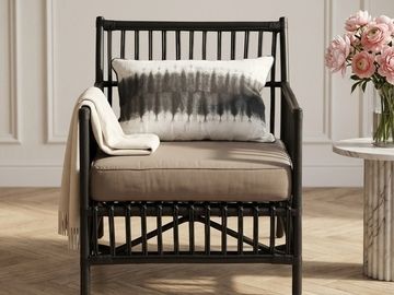 Кресло (ротанг  в черном цвете в стиле лофт