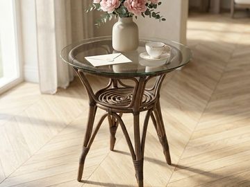 Столик из ротанга со стеклом ЭМИ