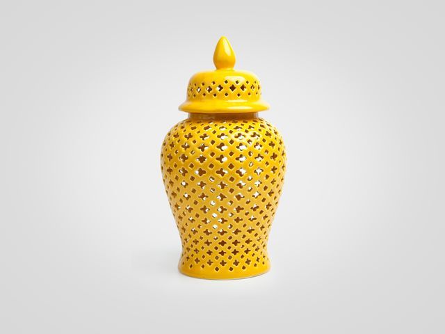 Кувшин декоративный желтого цвета в стиле арт-деко