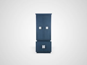 Шкаф с полками дизайнерский с стиле Арт-деко синего цвета