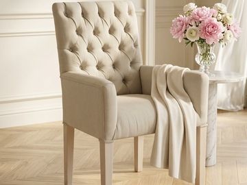 Кресло «Гавана» с высокой спинкой в классическом стиле бежевого цвета