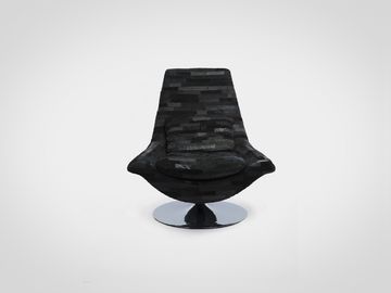 Кресло (пэчворк из эко-кожи черного цвета в стиле арт-деко