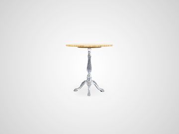 Ламповый столик на металлической ножке со столешницей из камня в классическом стиле