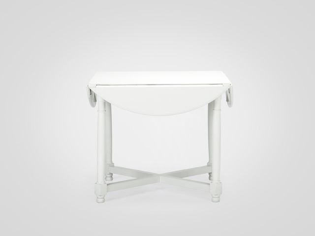 Стол обеденный круглый складной в классическом стиле белого цвета